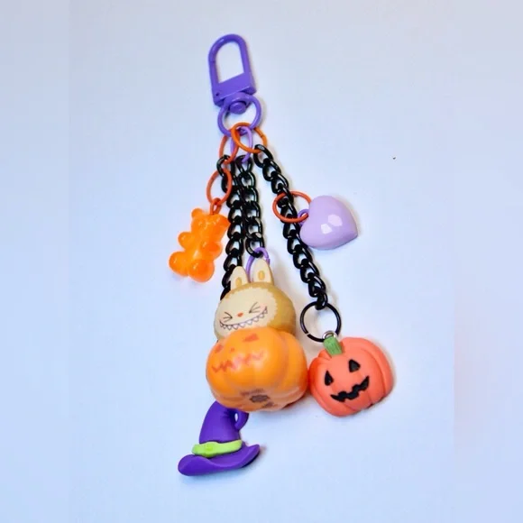 Labubu Pumpkin Pop Bean Mini Bag Charm / Keychain - Picture 2 of 3